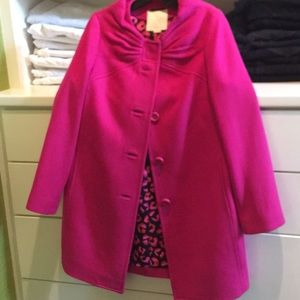 Kate spade hot pink wool bow jacket